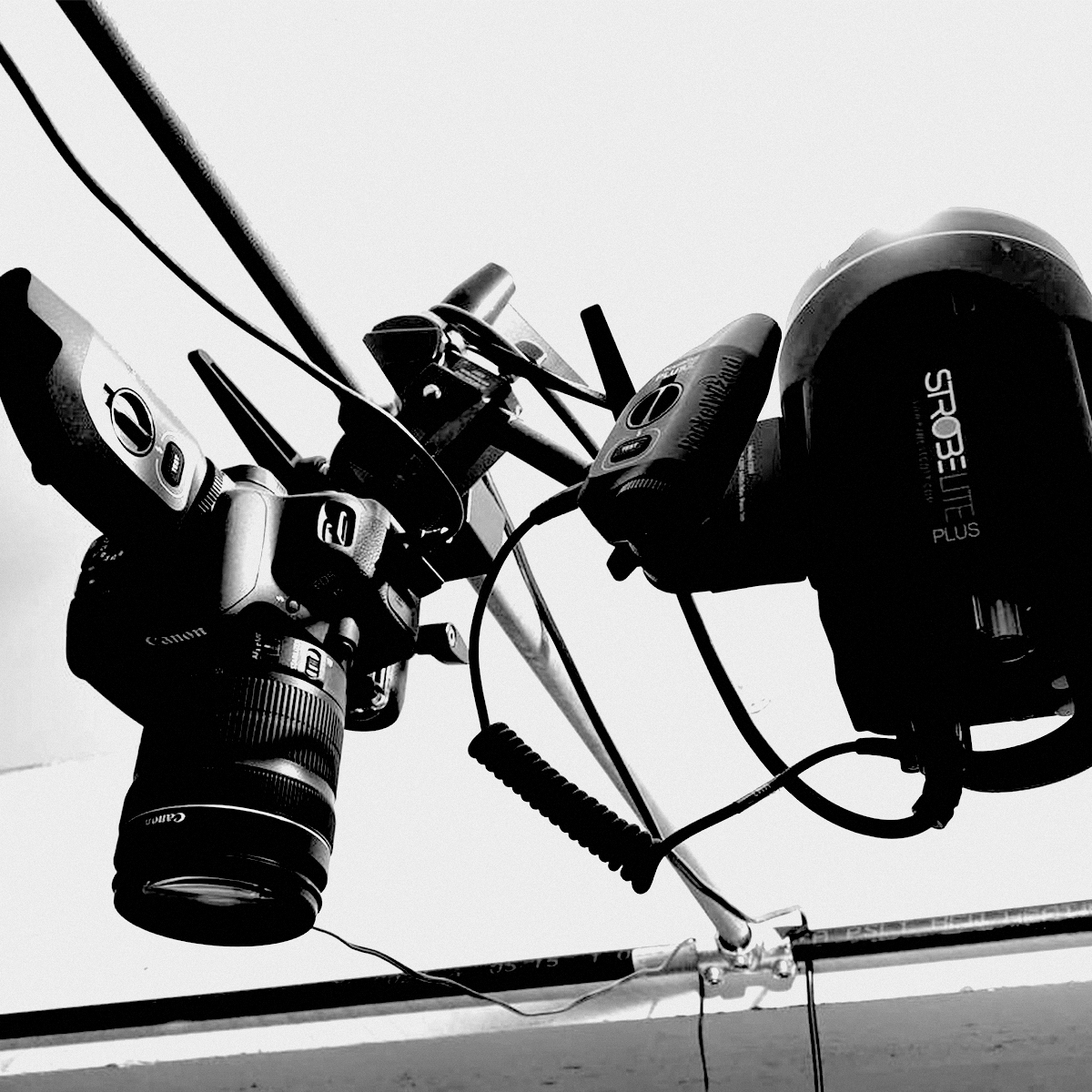 Flat lay photography equipment