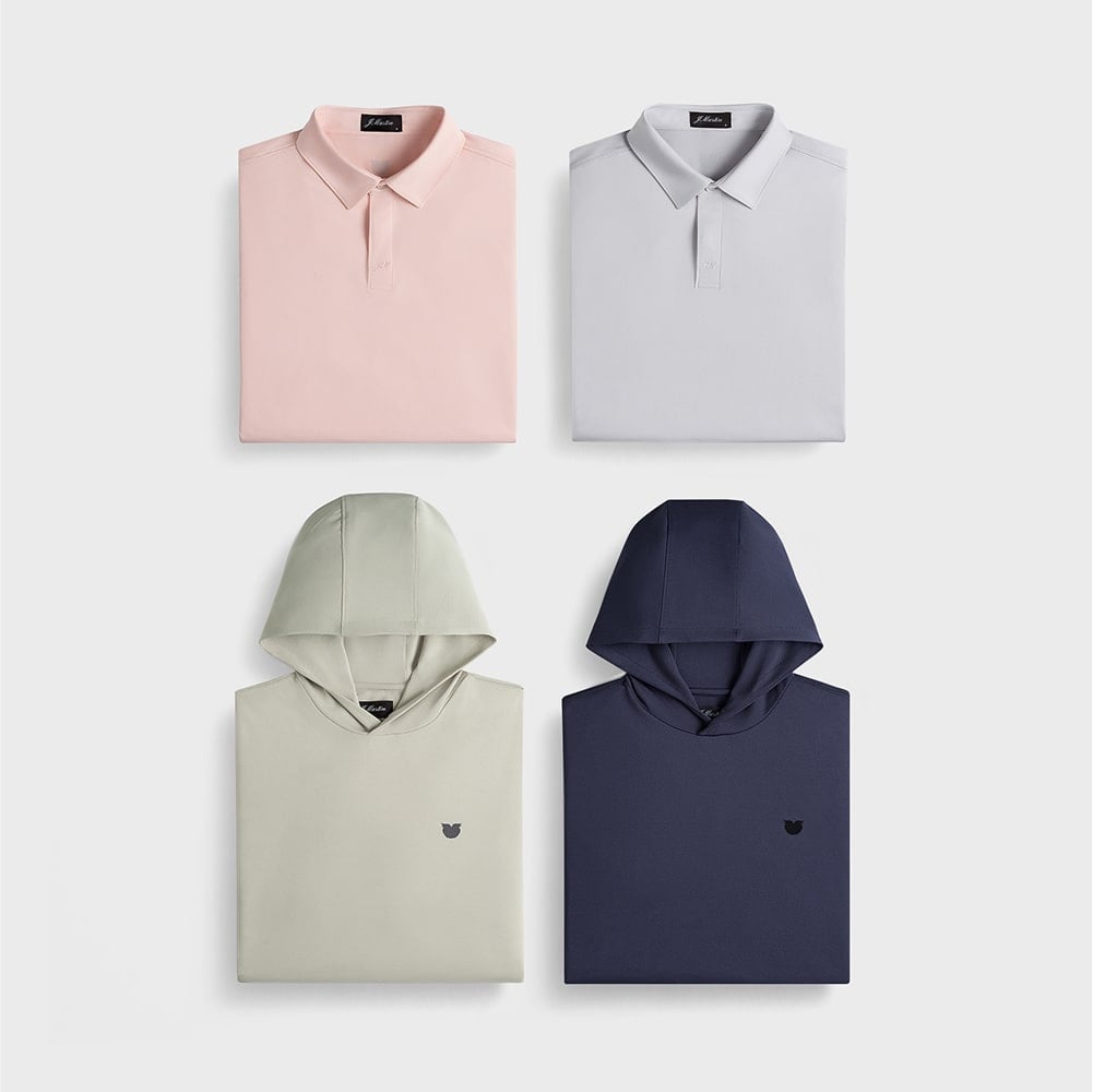 creative flat lay photography with four shirts